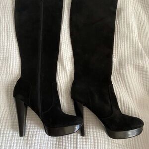 Calvin Klein Cristina Black Suede Heeled Boots